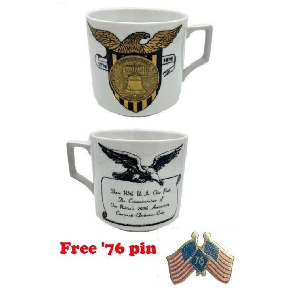 Vintage USA Bicentennial Token Mug 1976 200 Year Anniversary Souvenir+Free'76pin